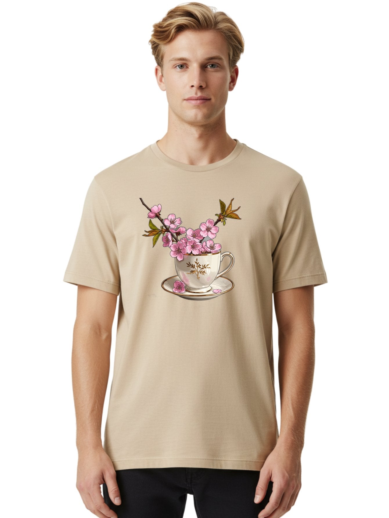 Tea-Cup-With-Cherry-Blossoms-2 Men'S Graphic Tee, 100% Cotton, Comfortable Casual Summer Wear, Machine Washable, Vintage Camera, Old Camera, Antique Camera, Black Camera, Classic Photography, Photography Equipment, Nostalgic Device, Bai447 21