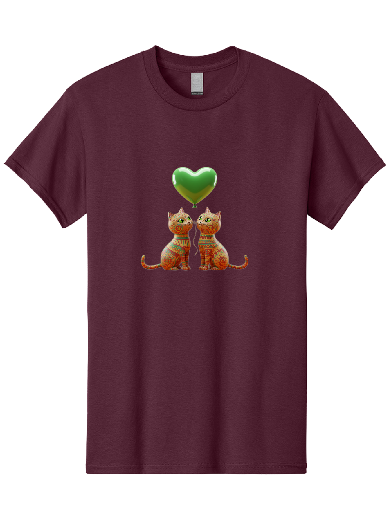 Two-Cats-With-Heart-Balloon-1 Men'S Graphic Tee, 100% Cotton, Comfortable Casual Summer Wear, Machine Washable, Vintage Camera, Old Camera, Antique Camera, Black Camera, Classic Photography, Photography Equipment, Nostalgic Device, Bai489