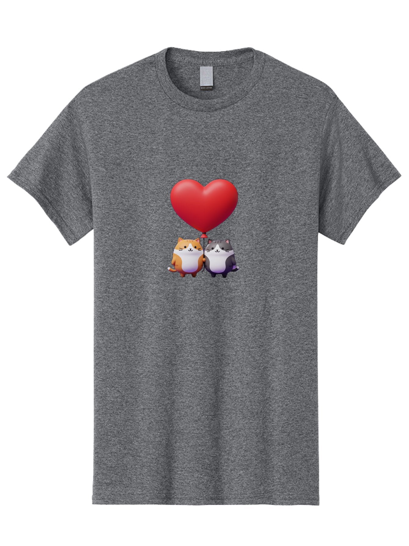 Two-Cats-With-Heart-Balloon Men'S Graphic Tee, 100% Cotton, Comfortable Casual Summer Wear, Machine Washable, Vintage Camera, Old Camera, Antique Camera, Black Camera, Classic Photography, Photography Equipment, Nostalgic Device, Film Camera, Bai490