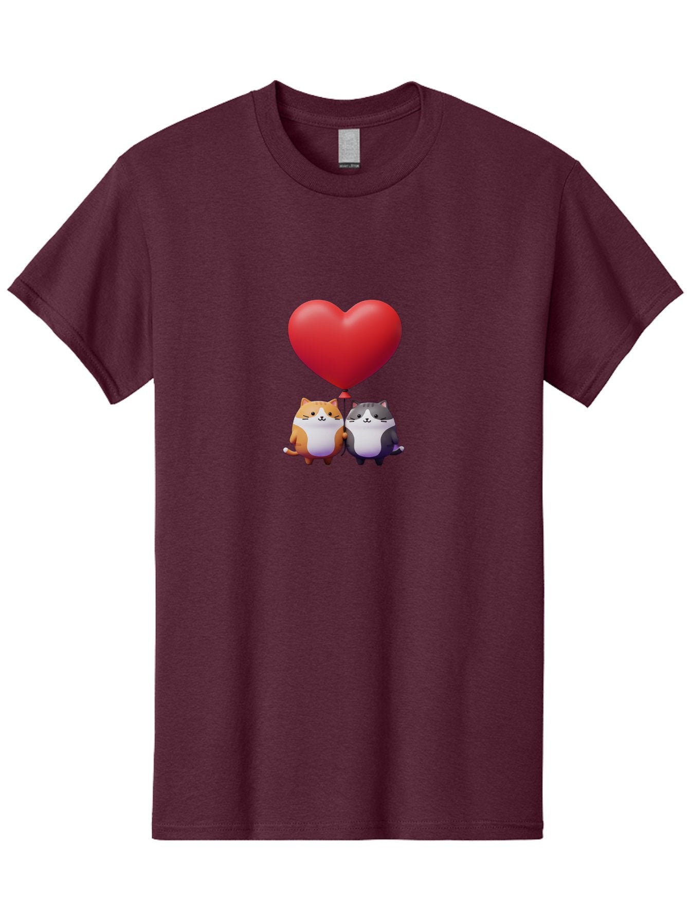 Two-Cats-With-Heart-Balloon Men'S Graphic Tee, 100% Cotton, Comfortable Casual Summer Wear, Machine Washable, Vintage Camera, Old Camera, Antique Camera, Black Camera, Classic Photography, Photography Equipment, Nostalgic Device, Film Camera, Bai490 15