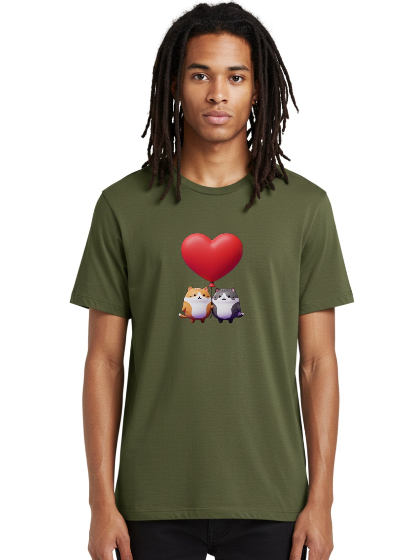 Two-Cats-With-Heart-Balloon Men'S Graphic Tee, 100% Cotton, Comfortable Casual Summer Wear, Machine Washable, Vintage Camera, Old Camera, Antique Camera, Black Camera, Classic Photography, Photography Equipment, Nostalgic Device, Film Camera, Bai490 28