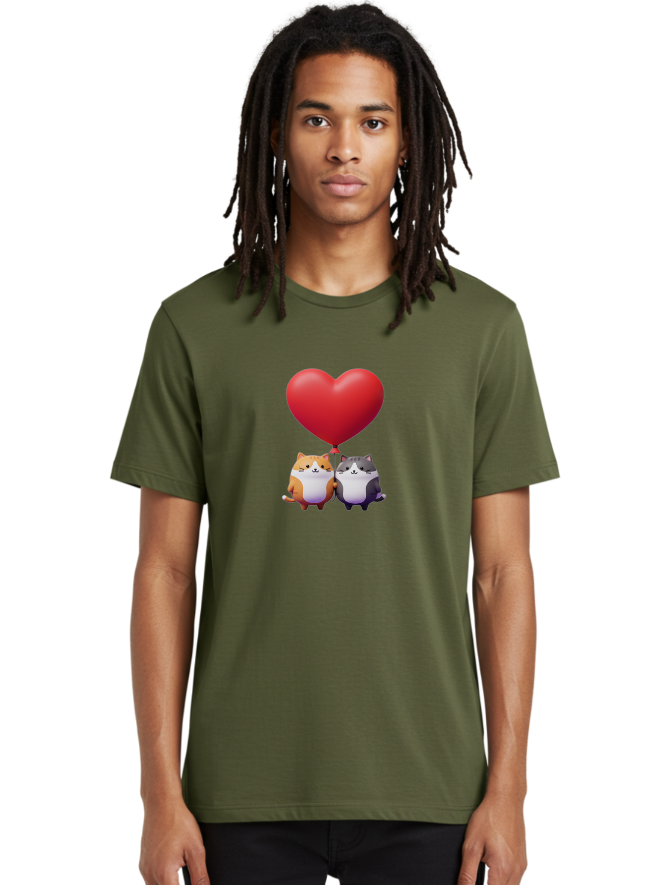 Two-Cats-With-Heart-Balloon Men'S Graphic Tee, 100% Cotton, Comfortable Casual Summer Wear, Machine Washable, Vintage Camera, Old Camera, Antique Camera, Black Camera, Classic Photography, Photography Equipment, Nostalgic Device, Film Camera, Bai490 18