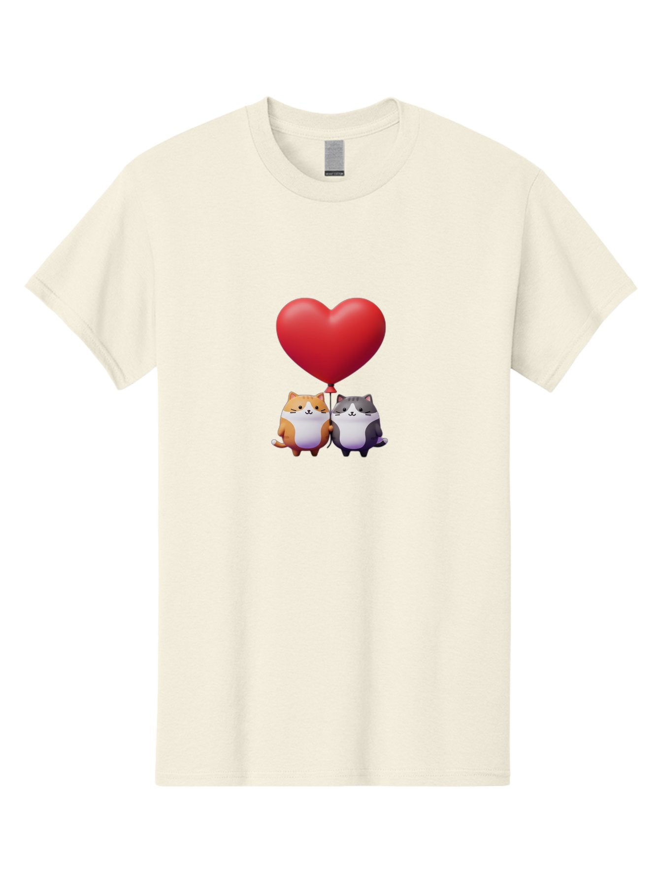 Two-Cats-With-Heart-Balloon Men'S Graphic Tee, 100% Cotton, Comfortable Casual Summer Wear, Machine Washable, Vintage Camera, Old Camera, Antique Camera, Black Camera, Classic Photography, Photography Equipment, Nostalgic Device, Film Camera, Bai490