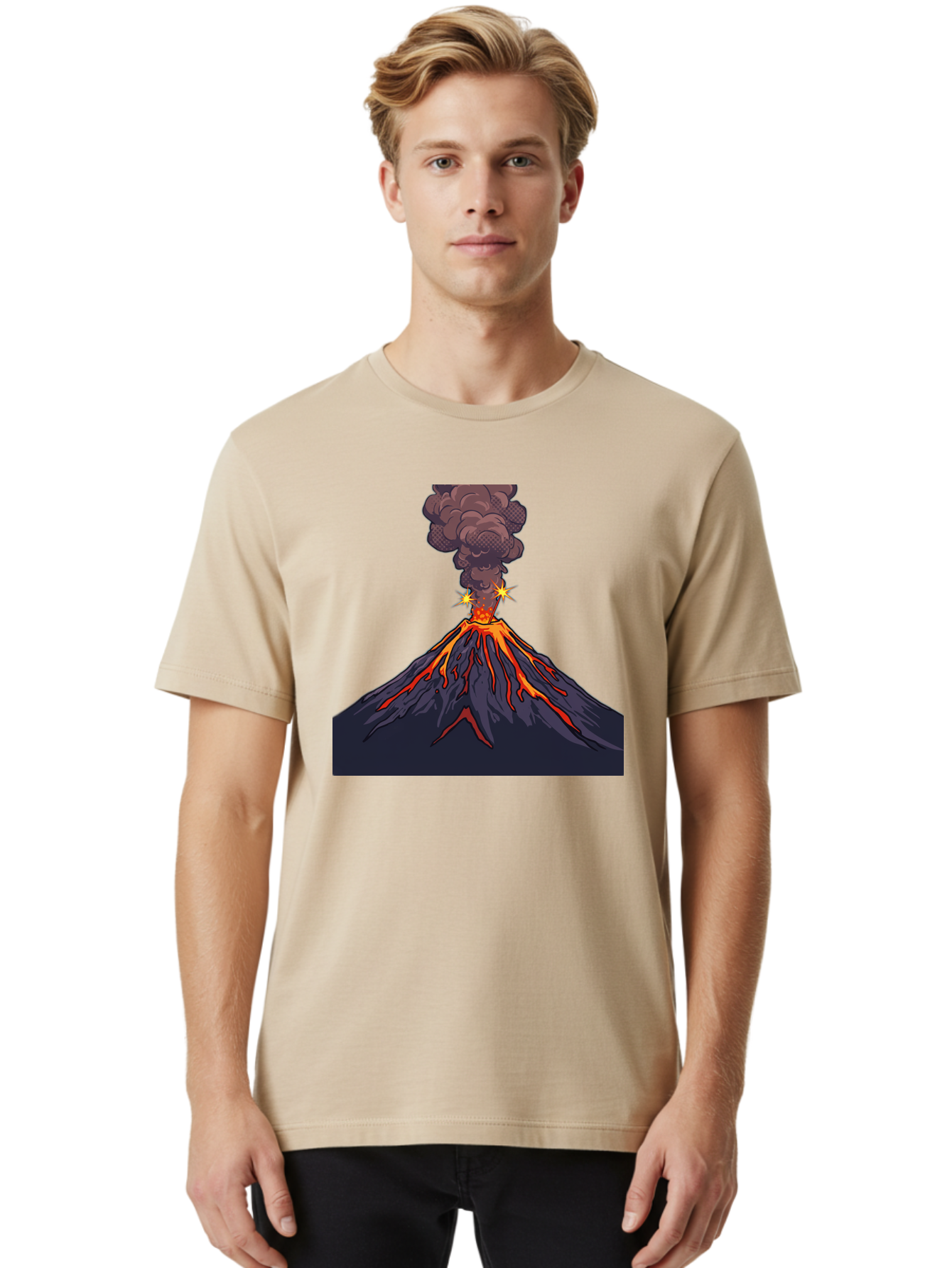 Volcano-Eruption-6 Men'S Graphic Tee, 100% Cotton, Comfortable Casual Summer Wear, Machine Washable, Vintage Camera, Old Camera, Antique Camera, Black Camera, Classic Photography, Photography Equipment, Nostalgic Device, Film Camera, Bai545 25