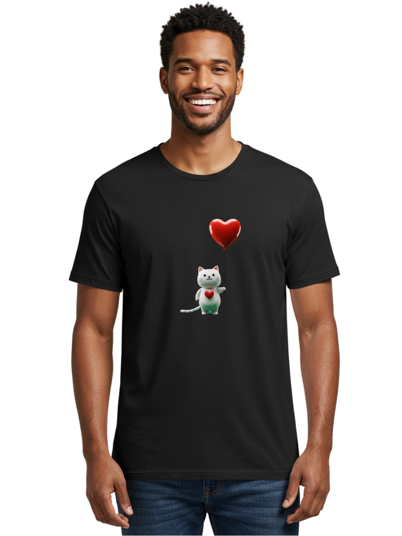 White-Cat-With-Heart-Balloon Men'S Graphic Tee, 100% Cotton, Comfortable Casual Summer Wear, Machine Washable, Vintage Camera, Old Camera, Antique Camera, Black Camera, Classic Photography, Photography Equipment, Nostalgic Device, Film Camera, Bai557 29