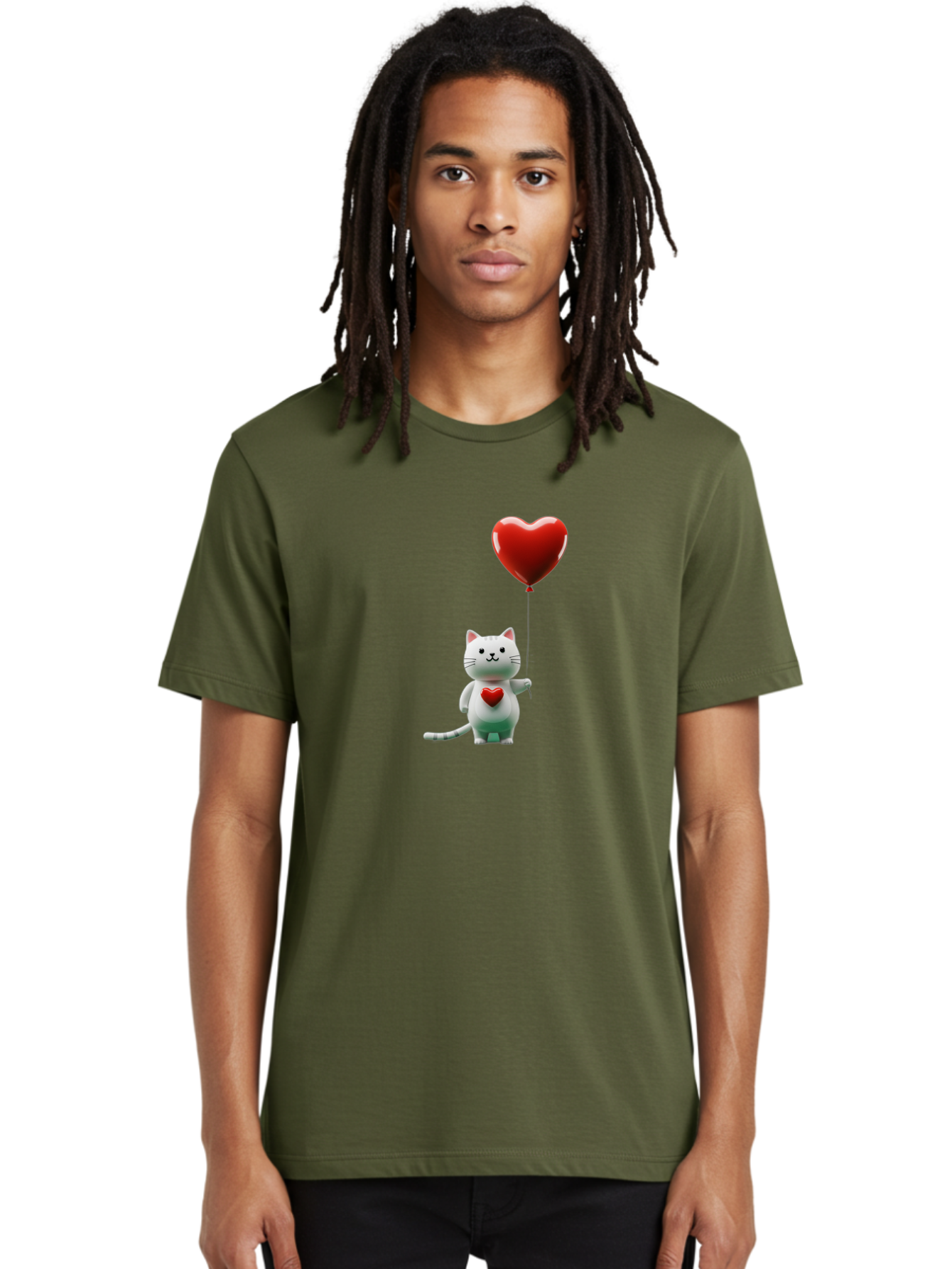 White-Cat-With-Heart-Balloon Men'S Graphic Tee, 100% Cotton, Comfortable Casual Summer Wear, Machine Washable, Vintage Camera, Old Camera, Antique Camera, Black Camera, Classic Photography, Photography Equipment, Nostalgic Device, Film Camera, Bai557 23