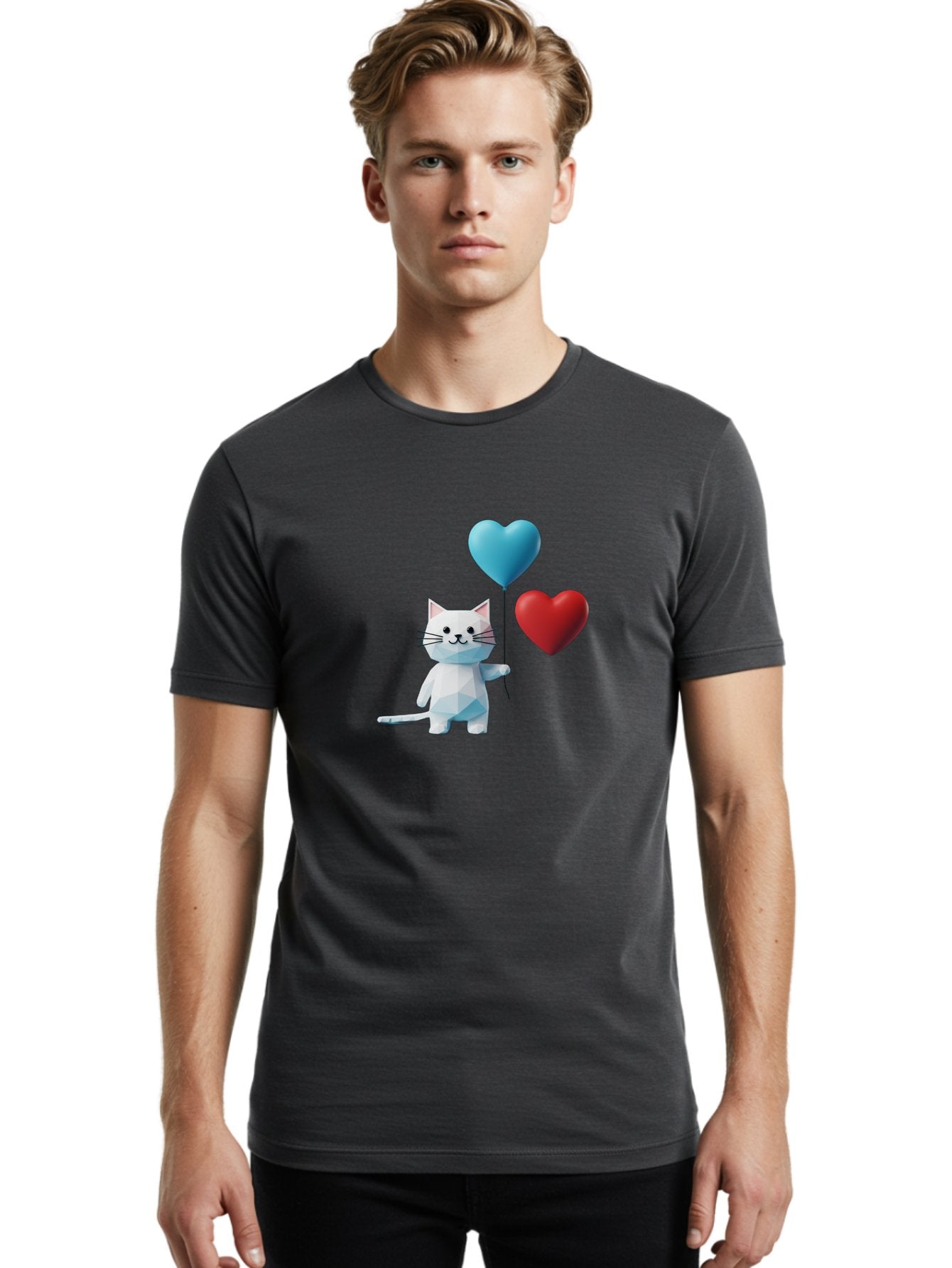 White-Cat-With-Heart-Balloons Men'S Graphic Tee, 100% Cotton, Comfortable Casual Summer Wear, Machine Washable, Vintage Camera, Old Camera, Antique Camera, Black Camera, Classic Photography, Photography Equipment, Nostalgic Device, Bai558 25