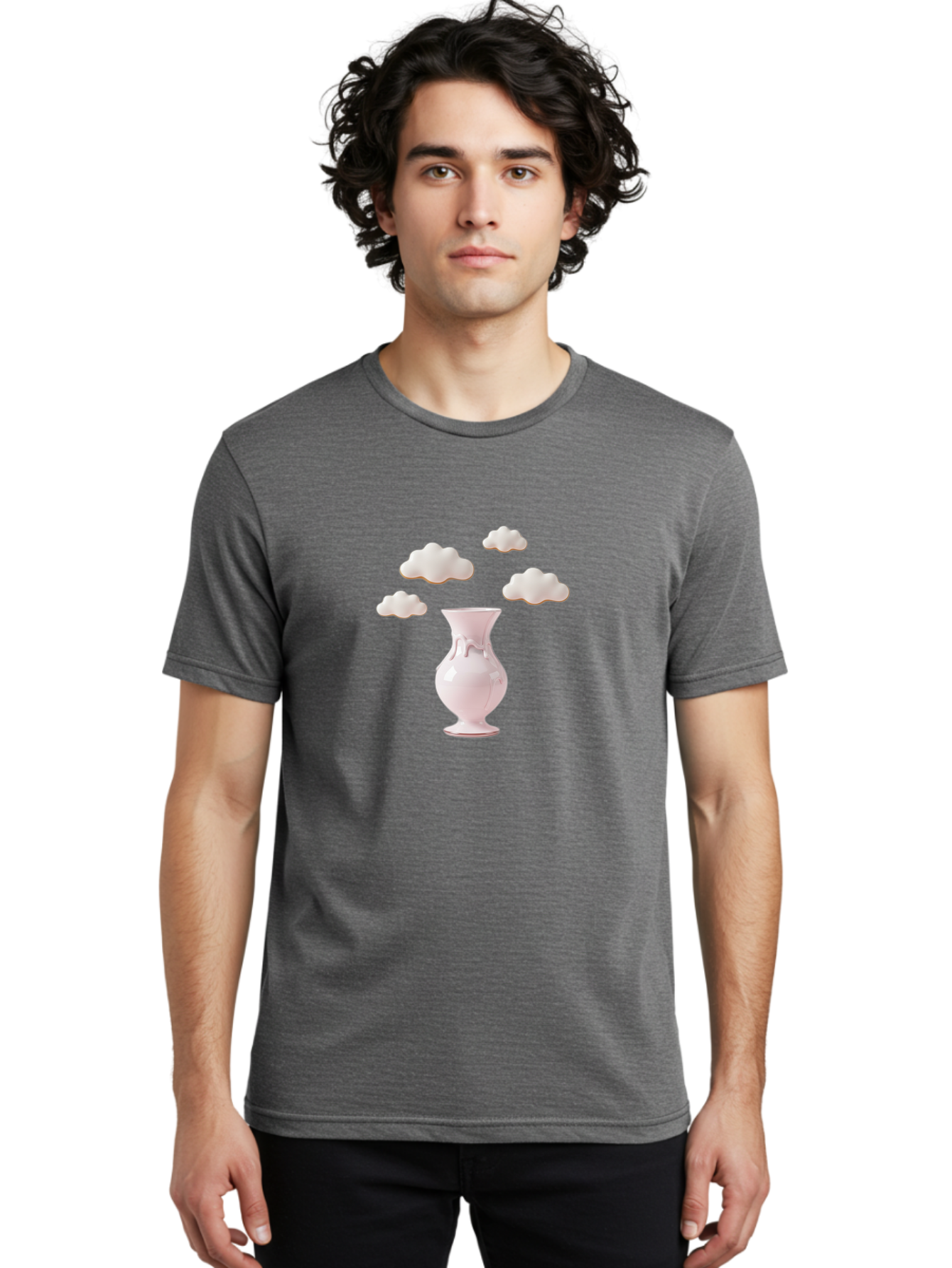White-Vase-With-Clouds Men'S Graphic Tee, 100% Cotton, Comfortable Casual Summer Wear, Machine Washable, Vintage Camera, Old Camera, Antique Camera, Black Camera, Classic Photography, Photography Equipment, Nostalgic Device, Film Camera, Bai559 25