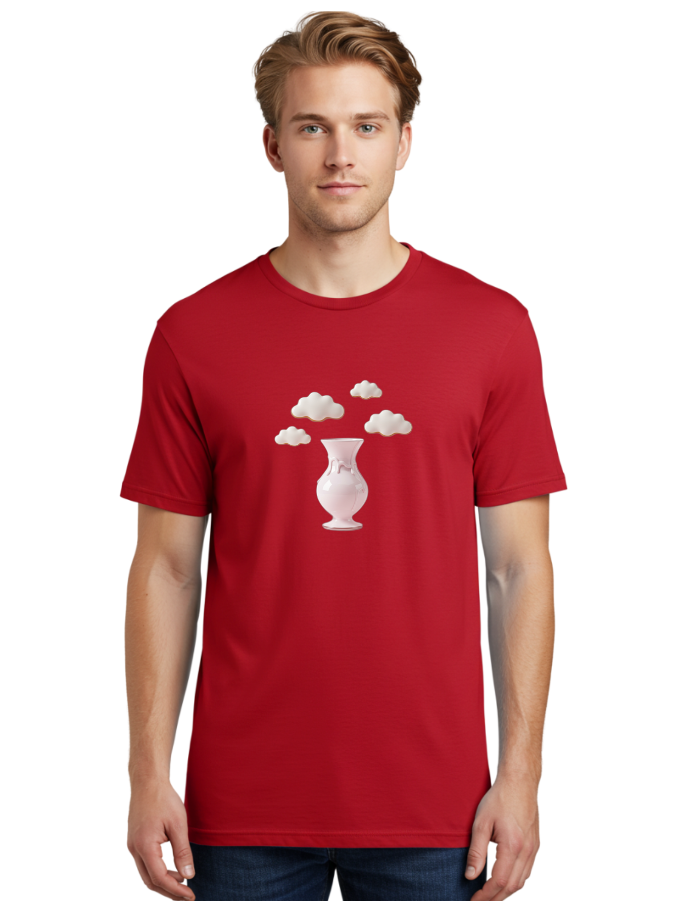 White-Vase-With-Clouds Men'S Graphic Tee, 100% Cotton, Comfortable Casual Summer Wear, Machine Washable, Vintage Camera, Old Camera, Antique Camera, Black Camera, Classic Photography, Photography Equipment, Nostalgic Device, Film Camera, Bai559 28