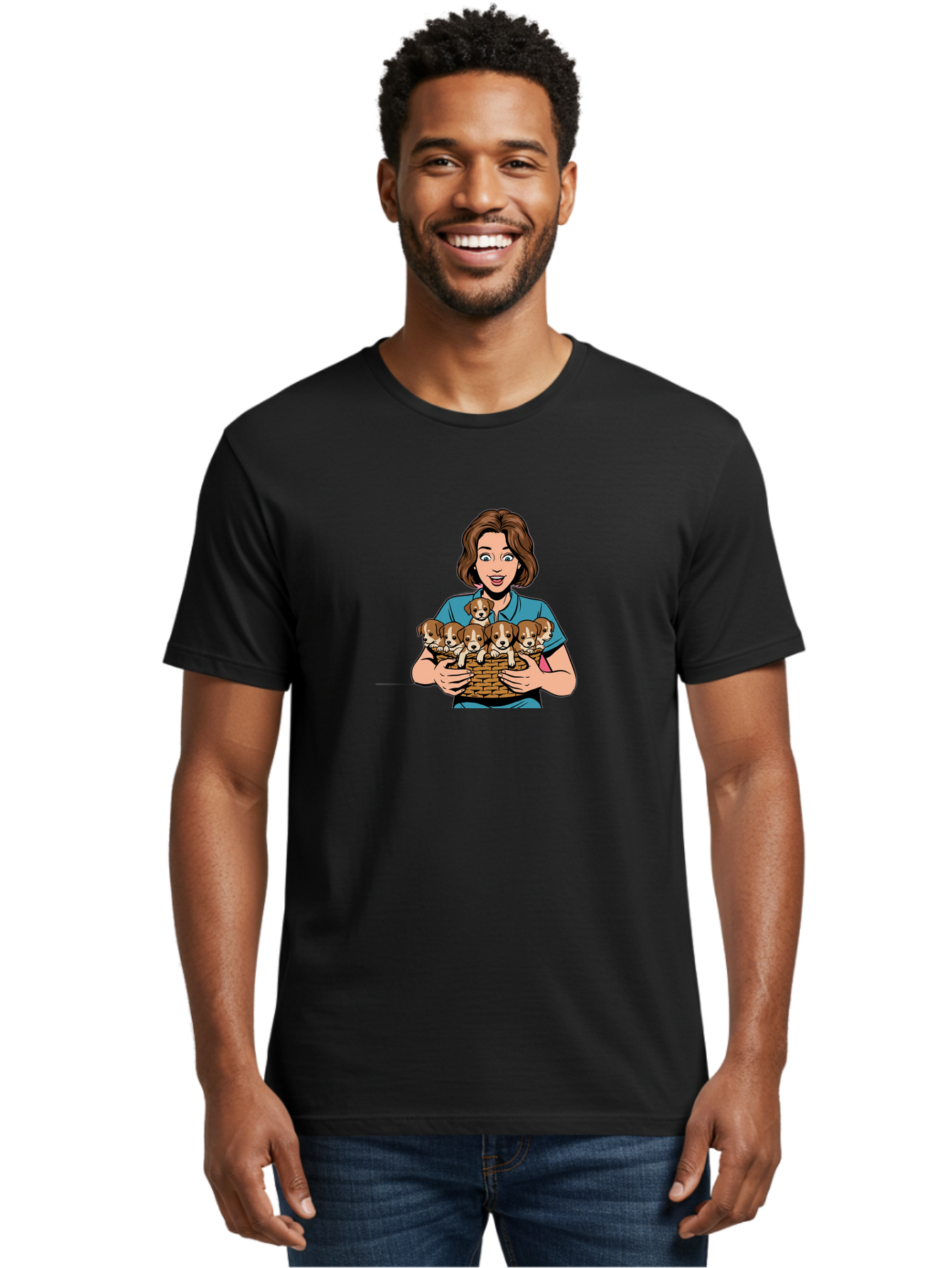 Woman-Holding-Puppies Men'S Graphic Tee, 100% Cotton, Comfortable Casual Summer Wear, Machine Washable, Vintage Camera, Old Camera, Antique Camera, Black Camera, Classic Photography, Photography Equipment, Nostalgic Device, Film Camera, Bai561 19