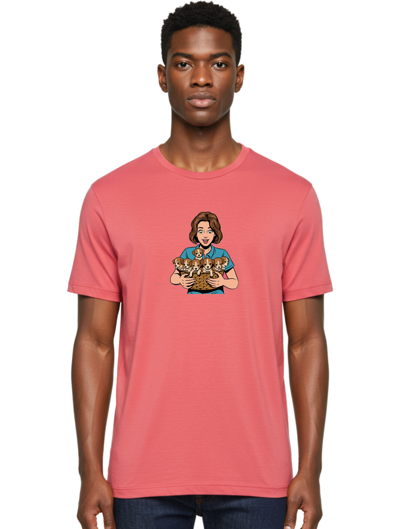 Woman-Holding-Puppies Men'S Graphic Tee, 100% Cotton, Comfortable Casual Summer Wear, Machine Washable, Vintage Camera, Old Camera, Antique Camera, Black Camera, Classic Photography, Photography Equipment, Nostalgic Device, Film Camera, Bai561 16