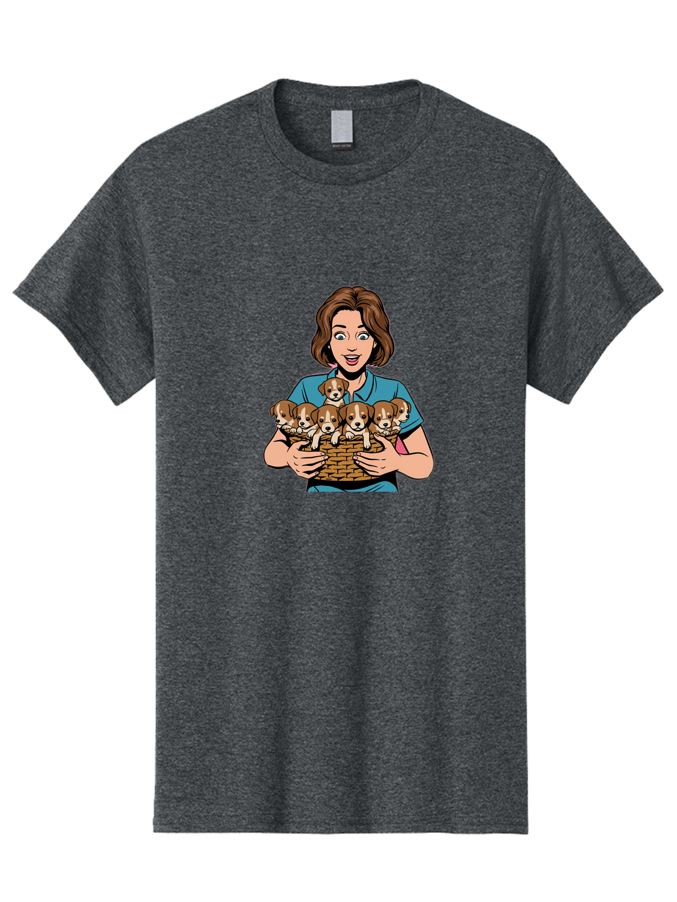 Woman-Holding-Puppies Men'S Graphic Tee, 100% Cotton, Comfortable Casual Summer Wear, Machine Washable, Vintage Camera, Old Camera, Antique Camera, Black Camera, Classic Photography, Photography Equipment, Nostalgic Device, Film Camera, Bai561