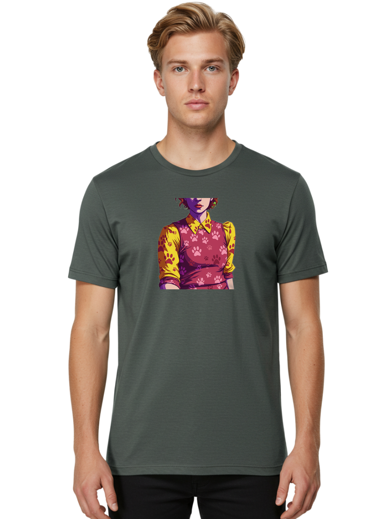 Woman-With-Paw-Print-Dress Men'S Graphic Tee, 100% Cotton, Comfortable Casual Summer Wear, Machine Washable, Vintage Camera, Old Camera, Antique Camera, Black Camera, Classic Photography, Photography Equipment, Nostalgic Device, Film Camera, Bai564 23