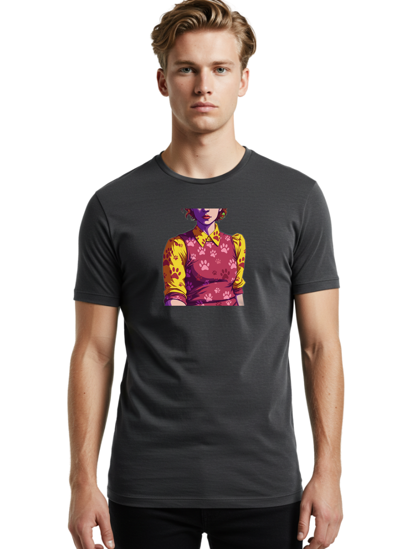 Woman-With-Paw-Print-Dress Men'S Graphic Tee, 100% Cotton, Comfortable Casual Summer Wear, Machine Washable, Vintage Camera, Old Camera, Antique Camera, Black Camera, Classic Photography, Photography Equipment, Nostalgic Device, Film Camera, Bai564 21
