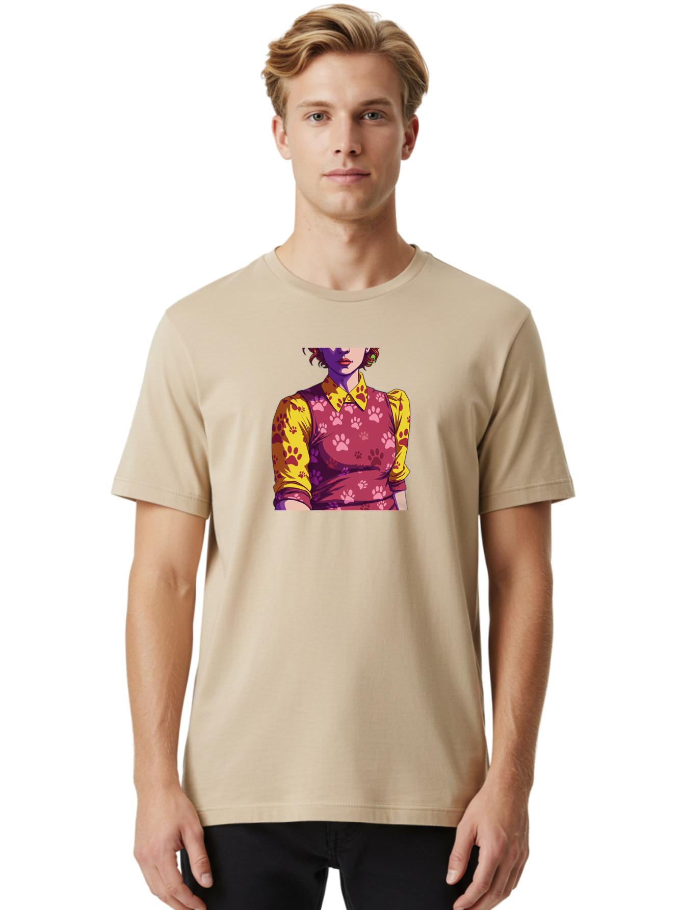 Woman-With-Paw-Print-Dress Men'S Graphic Tee, 100% Cotton, Comfortable Casual Summer Wear, Machine Washable, Vintage Camera, Old Camera, Antique Camera, Black Camera, Classic Photography, Photography Equipment, Nostalgic Device, Film Camera, Bai564 27