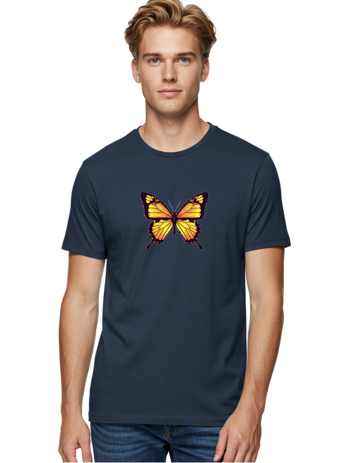 Yellow-Butterfly Men'S Graphic Tee, 100% Cotton, Comfortable Casual Summer Wear, Machine Washable, Vintage Camera, Old Camera, Antique Camera, Black Camera, Classic Photography, Photography Equipment, Nostalgic Device, Film Camera, Camera Art Bai570 25