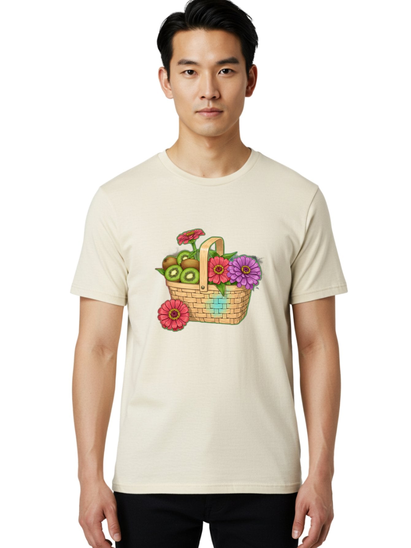 Basket-Of-Flowers-And-Kiwi-Fruits Men'S Graphic Tee, 100% Cotton, Comfortable Casual Summer Wear, Machine Washable, Vintage Camera, Old Camera, Antique Camera, Black Camera, Classic Photography, Photography Equipment, Nostalgic Device, Bai587 17