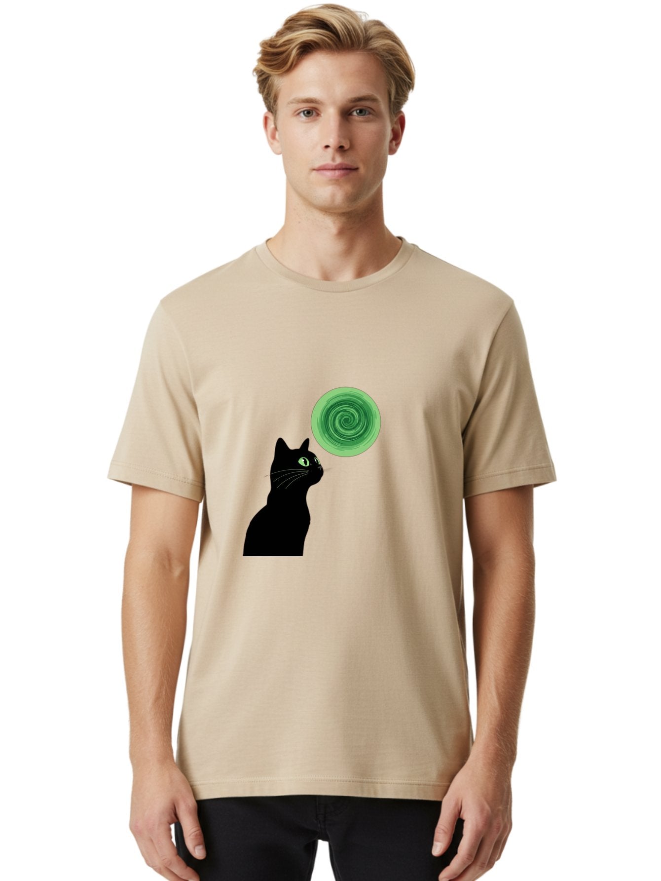 Black-Cat-And-Spiral Men'S Graphic Tee, 100% Cotton, Comfortable Casual Summer Wear, Machine Washable, Vintage Camera, Old Camera, Antique Camera, Black Camera, Classic Photography, Photography Equipment, Nostalgic Device, Film Camera, Bai592 20