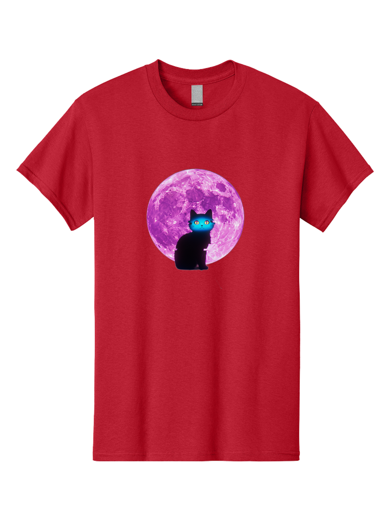 Black-Cat-Purple-Moon Men'S Graphic Tee, 100% Cotton, Comfortable Casual Summer Wear, Machine Washable, Vintage Camera, Old Camera, Antique Camera, Black Camera, Classic Photography, Photography Equipment, Nostalgic Device, Film Camera, Bai594