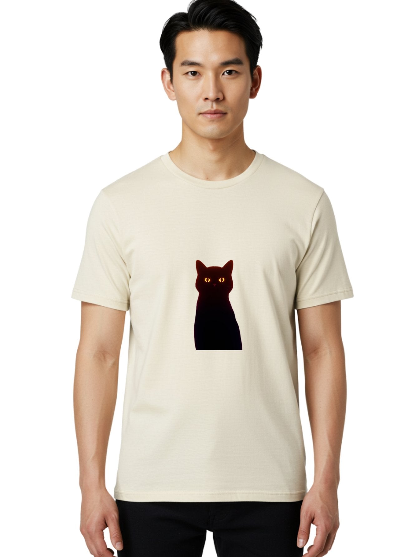 Black-Cat-With-Glowing-Eyes Men'S Graphic Tee, 100% Cotton, Comfortable Casual Summer Wear, Machine Washable, Vintage Camera, Old Camera, Antique Camera, Black Camera, Classic Photography, Photography Equipment, Nostalgic Device, Film Camera, Bai595 30