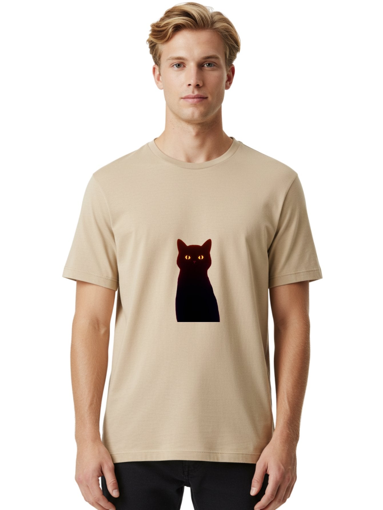 Black-Cat-With-Glowing-Eyes Men'S Graphic Tee, 100% Cotton, Comfortable Casual Summer Wear, Machine Washable, Vintage Camera, Old Camera, Antique Camera, Black Camera, Classic Photography, Photography Equipment, Nostalgic Device, Film Camera, Bai595 26