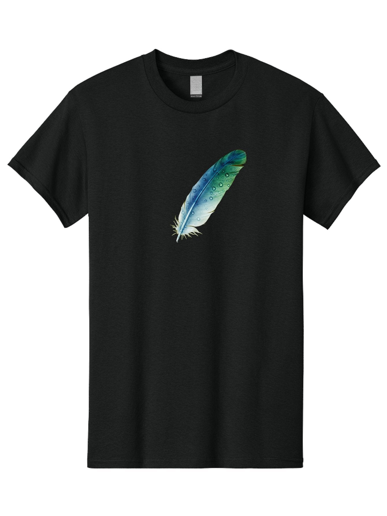 Blue-Feather-With-Water-Droplets Men'S Graphic Tee, 100% Cotton, Comfortable Casual Summer Wear, Machine Washable, Vintage Camera, Old Camera, Antique Camera, Black Camera, Classic Photography, Photography Equipment, Nostalgic Device, Bai598