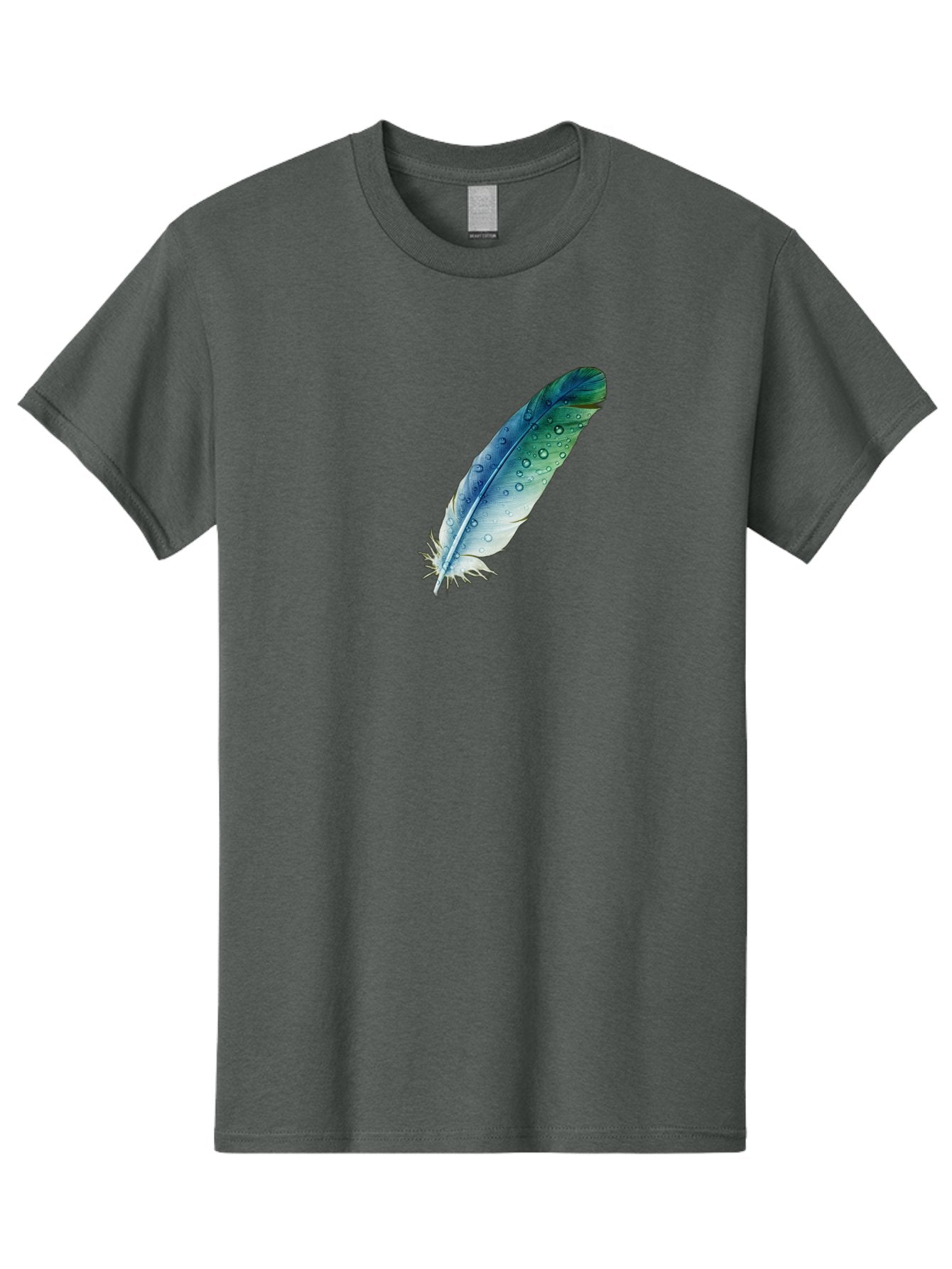Blue-Feather-With-Water-Droplets Men'S Graphic Tee, 100% Cotton, Comfortable Casual Summer Wear, Machine Washable, Vintage Camera, Old Camera, Antique Camera, Black Camera, Classic Photography, Photography Equipment, Nostalgic Device, Bai598 11