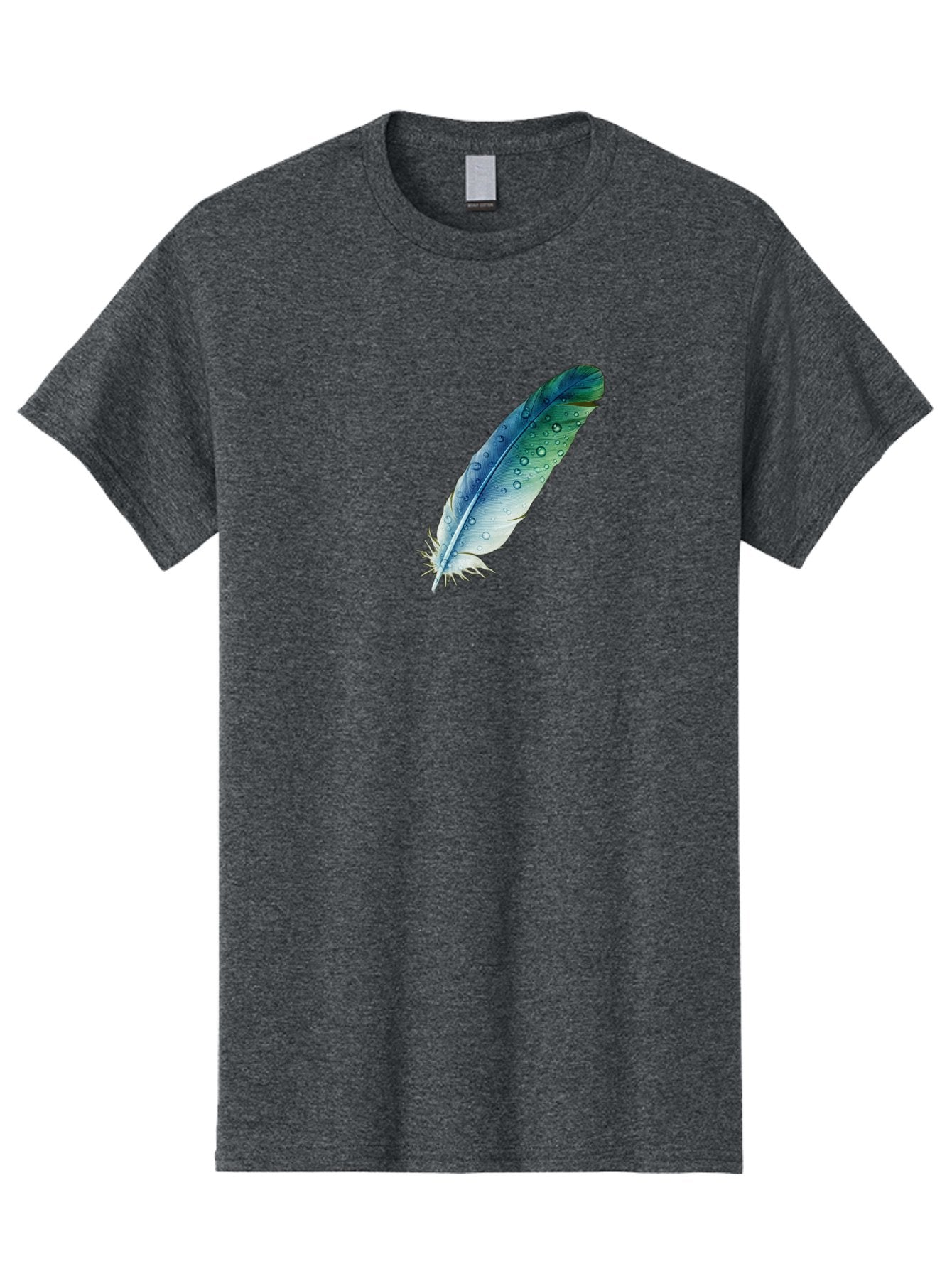 Blue-Feather-With-Water-Droplets Men'S Graphic Tee, 100% Cotton, Comfortable Casual Summer Wear, Machine Washable, Vintage Camera, Old Camera, Antique Camera, Black Camera, Classic Photography, Photography Equipment, Nostalgic Device, Bai598 12
