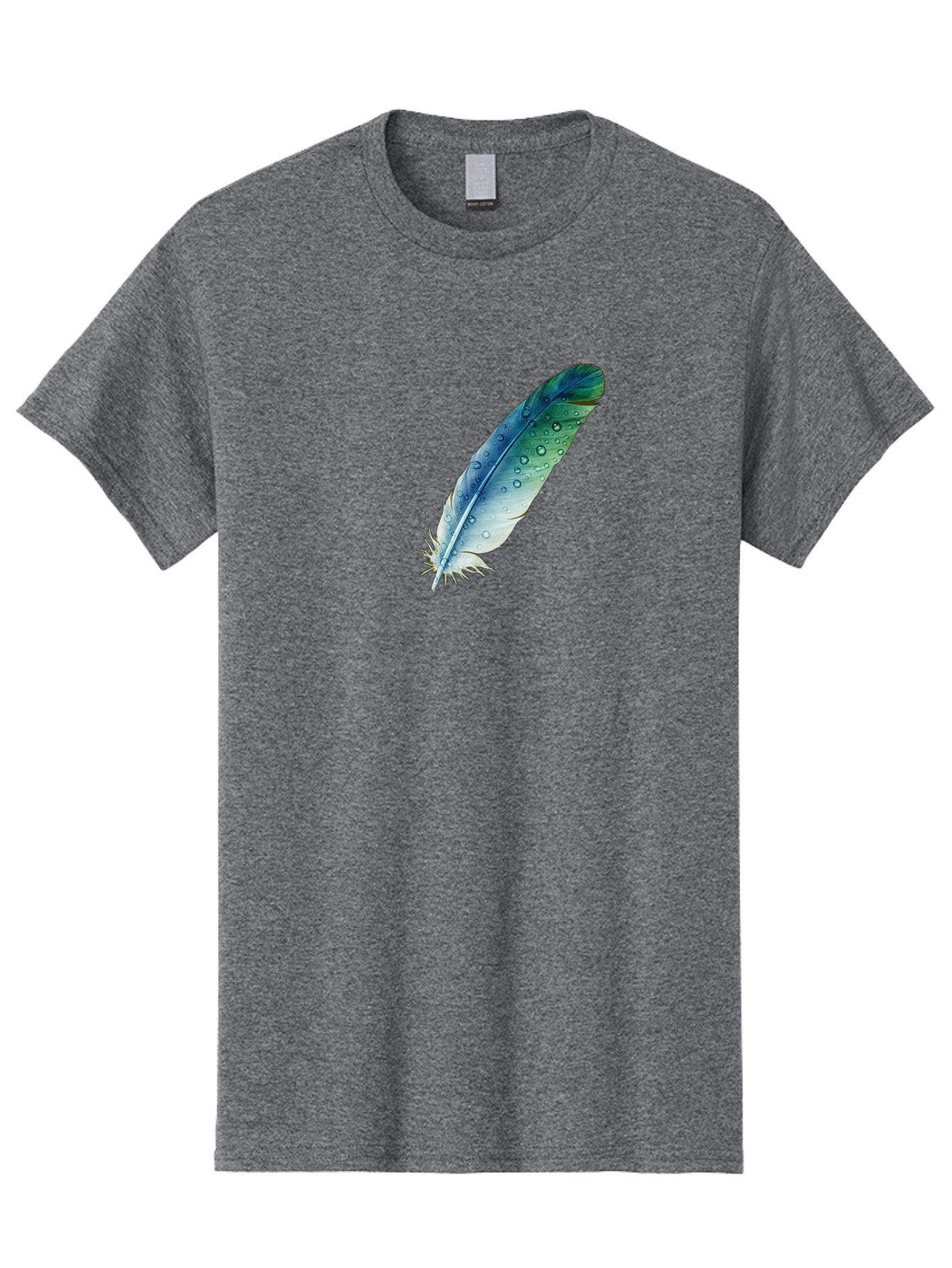 Blue-Feather-With-Water-Droplets Men'S Graphic Tee, 100% Cotton, Comfortable Casual Summer Wear, Machine Washable, Vintage Camera, Old Camera, Antique Camera, Black Camera, Classic Photography, Photography Equipment, Nostalgic Device, Bai598 5