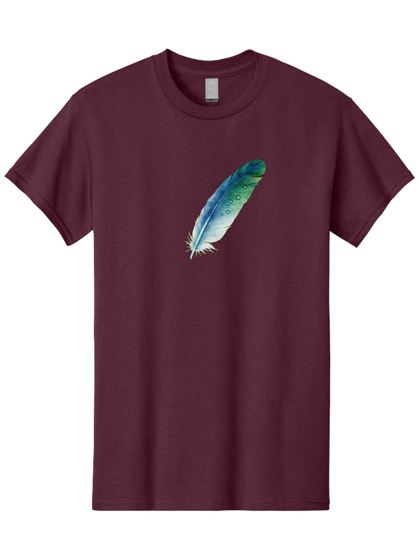 Blue-Feather-With-Water-Droplets Men'S Graphic Tee, 100% Cotton, Comfortable Casual Summer Wear, Machine Washable, Vintage Camera, Old Camera, Antique Camera, Black Camera, Classic Photography, Photography Equipment, Nostalgic Device, Bai598