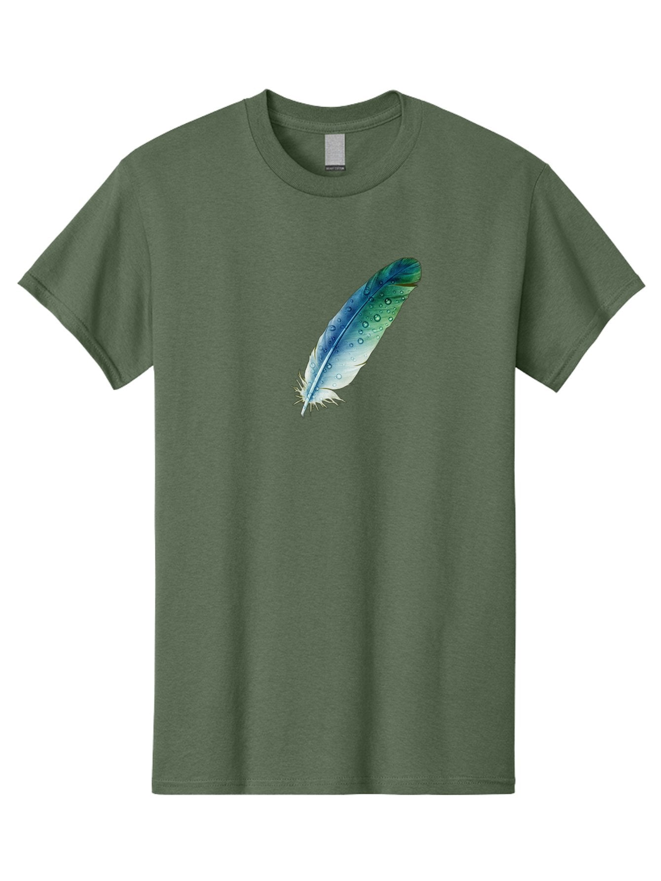 Blue-Feather-With-Water-Droplets Men'S Graphic Tee, 100% Cotton, Comfortable Casual Summer Wear, Machine Washable, Vintage Camera, Old Camera, Antique Camera, Black Camera, Classic Photography, Photography Equipment, Nostalgic Device, Bai598 13