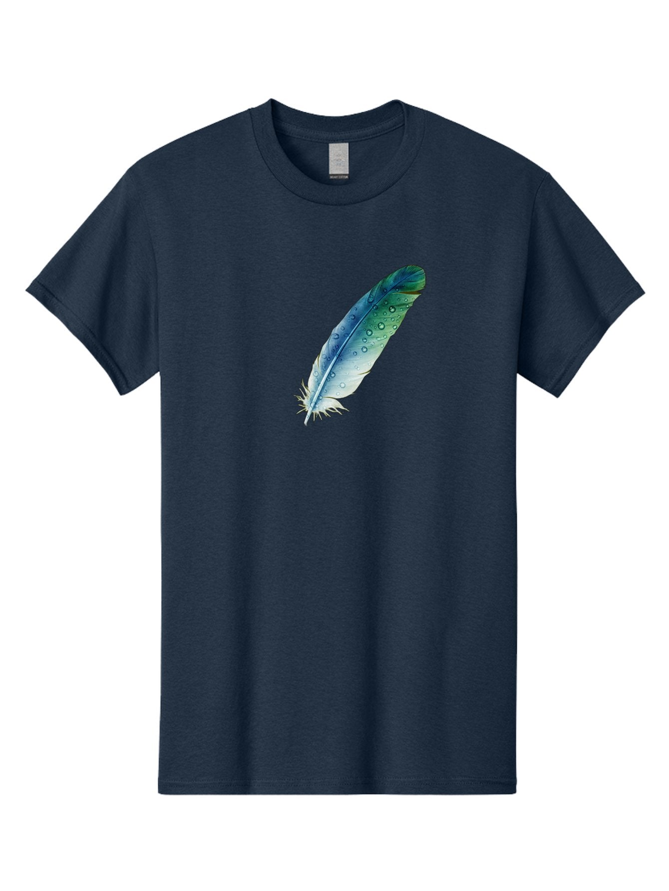 Blue-Feather-With-Water-Droplets Men'S Graphic Tee, 100% Cotton, Comfortable Casual Summer Wear, Machine Washable, Vintage Camera, Old Camera, Antique Camera, Black Camera, Classic Photography, Photography Equipment, Nostalgic Device, Bai598 7