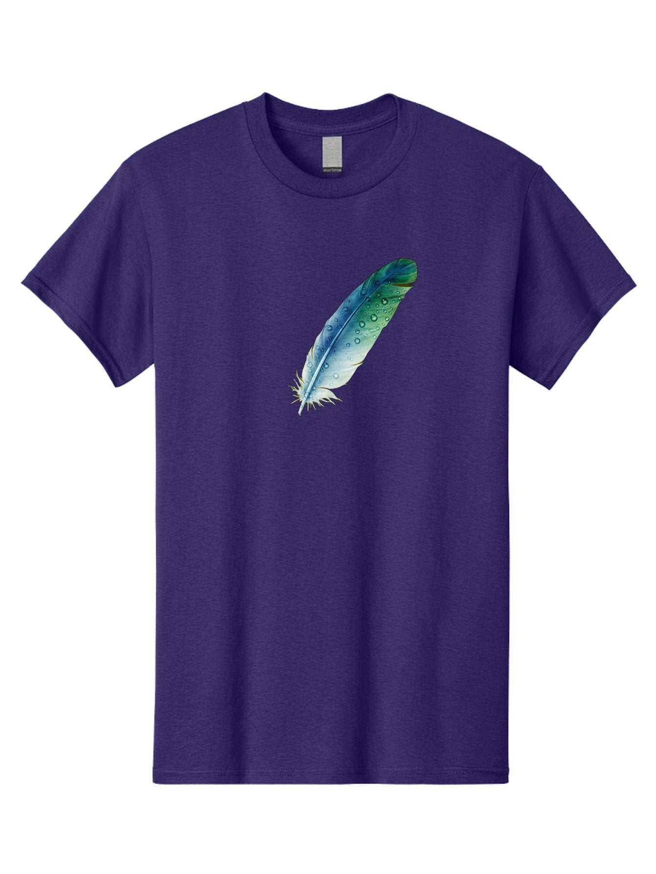 Blue-Feather-With-Water-Droplets Men'S Graphic Tee, 100% Cotton, Comfortable Casual Summer Wear, Machine Washable, Vintage Camera, Old Camera, Antique Camera, Black Camera, Classic Photography, Photography Equipment, Nostalgic Device, Bai598 15