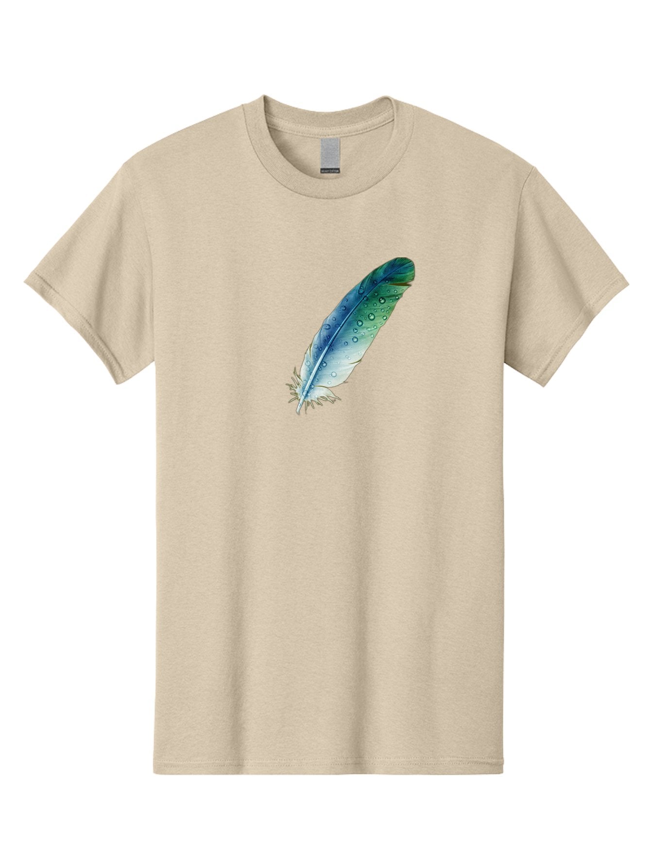 Blue-Feather-With-Water-Droplets Men'S Graphic Tee, 100% Cotton, Comfortable Casual Summer Wear, Machine Washable, Vintage Camera, Old Camera, Antique Camera, Black Camera, Classic Photography, Photography Equipment, Nostalgic Device, Bai598 6