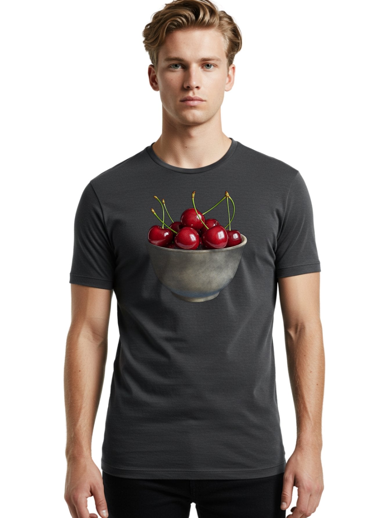 Bowl-Of-Cherries-1 Men'S Graphic Tee, 100% Cotton, Comfortable Casual Summer Wear, Machine Washable, Vintage Camera, Old Camera, Antique Camera, Black Camera, Classic Photography, Photography Equipment, Nostalgic Device, Film Camera, Bai601 17