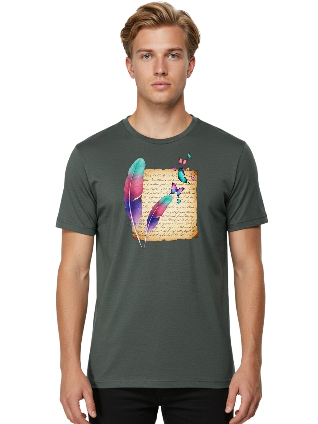 Butterflies-Quill Men'S Graphic Tee, 100% Cotton, Comfortable Casual Summer Wear, Machine Washable, Vintage Camera, Old Camera, Antique Camera, Black Camera, Classic Photography, Photography Equipment, Nostalgic Device, Film Camera, Camera Art Bai607 17