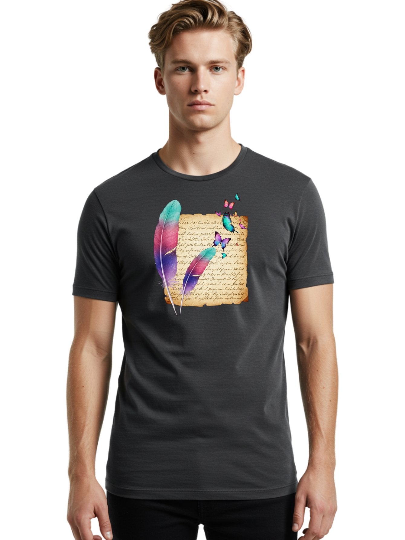 Butterflies-Quill Men'S Graphic Tee, 100% Cotton, Comfortable Casual Summer Wear, Machine Washable, Vintage Camera, Old Camera, Antique Camera, Black Camera, Classic Photography, Photography Equipment, Nostalgic Device, Film Camera, Camera Art Bai607 27