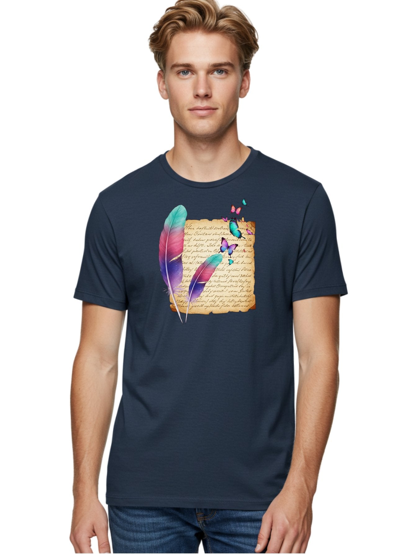 Butterflies-Quill Men'S Graphic Tee, 100% Cotton, Comfortable Casual Summer Wear, Machine Washable, Vintage Camera, Old Camera, Antique Camera, Black Camera, Classic Photography, Photography Equipment, Nostalgic Device, Film Camera, Camera Art Bai607 25