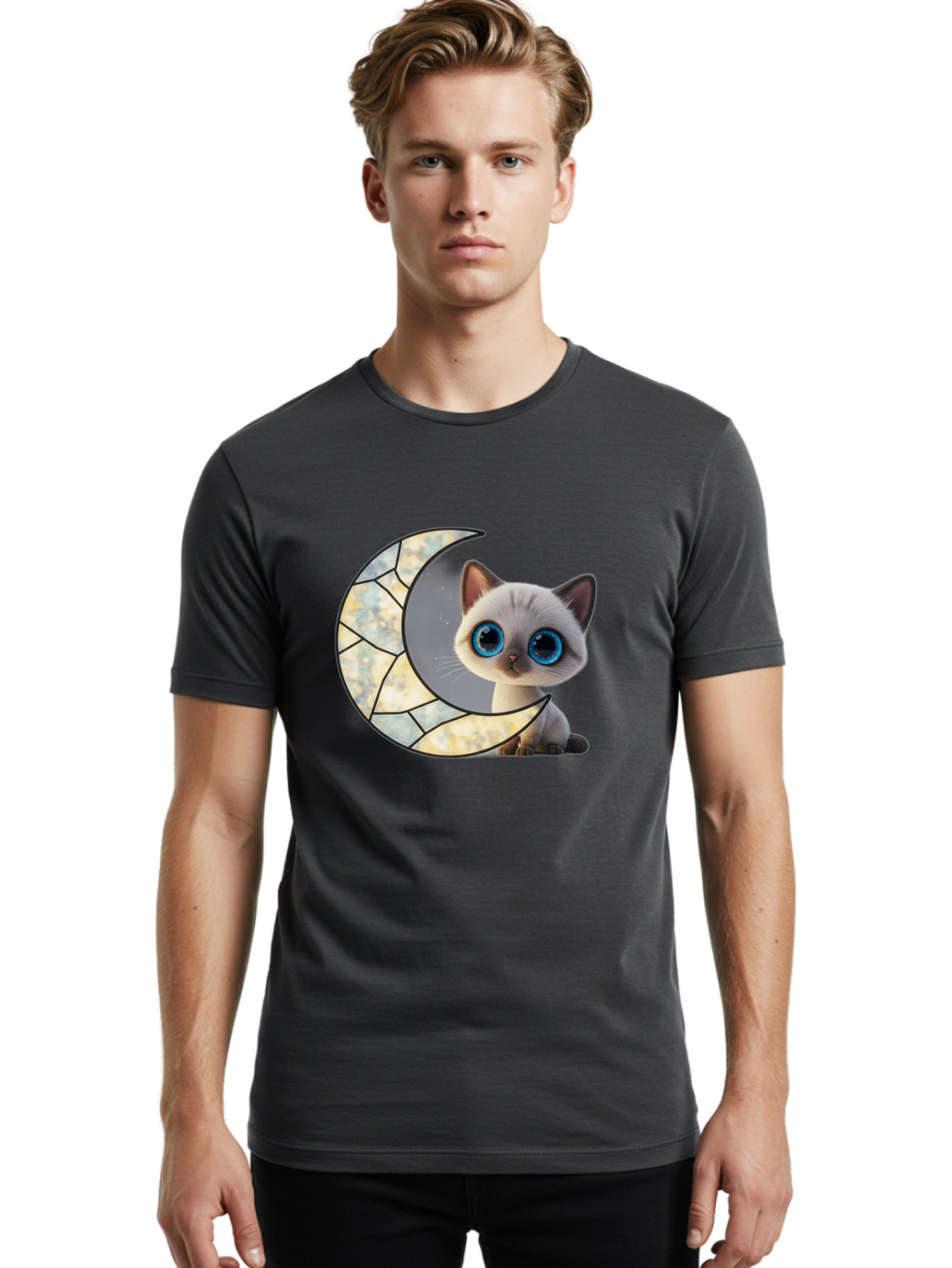 Cat-And-Crescent-Moon-1 Men'S Graphic Tee, 100% Cotton, Comfortable Casual Summer Wear, Machine Washable, Vintage Camera, Old Camera, Antique Camera, Black Camera, Classic Photography, Photography Equipment, Nostalgic Device, Film Camera, Bai619 18