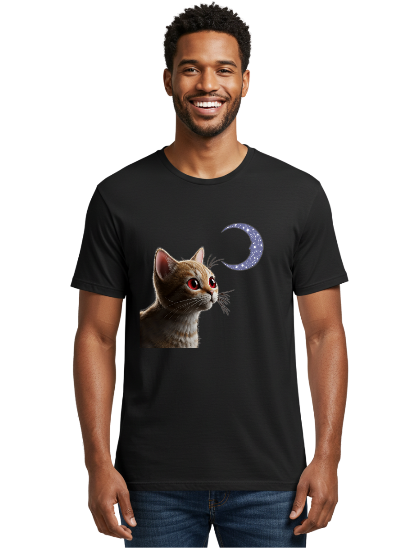 Cat-And-Crescent-Moon-2 Men'S Graphic Tee, 100% Cotton, Comfortable Casual Summer Wear, Machine Washable, Vintage Camera, Old Camera, Antique Camera, Black Camera, Classic Photography, Photography Equipment, Nostalgic Device, Film Camera, Bai620 21