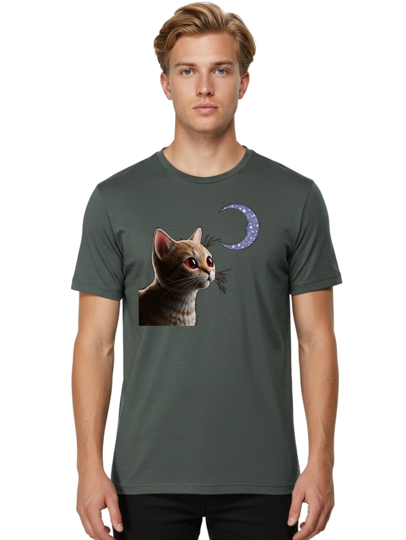 Cat-And-Crescent-Moon-2 Men'S Graphic Tee, 100% Cotton, Comfortable Casual Summer Wear, Machine Washable, Vintage Camera, Old Camera, Antique Camera, Black Camera, Classic Photography, Photography Equipment, Nostalgic Device, Film Camera, Bai620 28