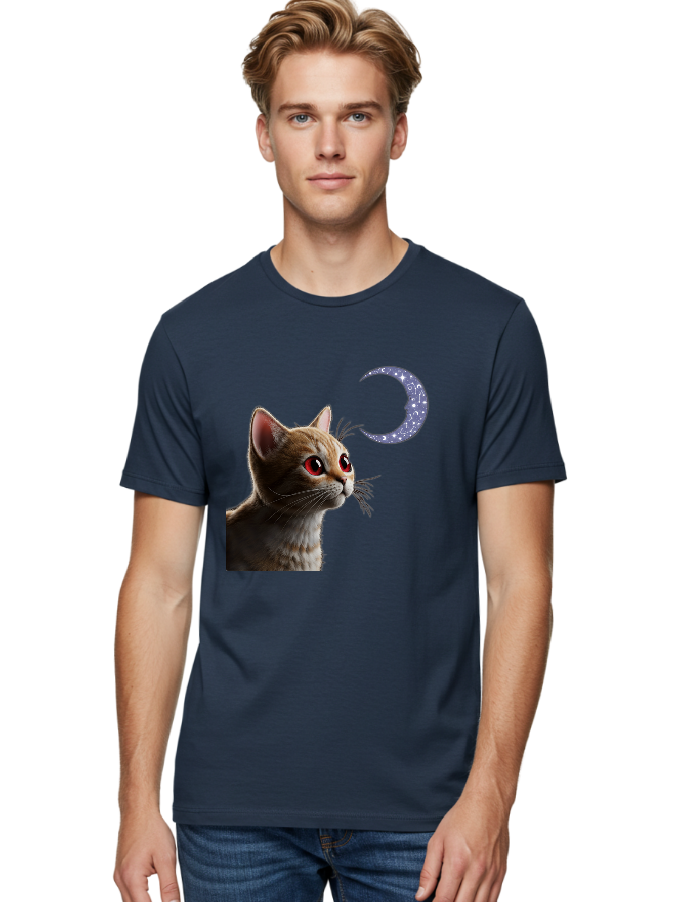 Cat-And-Crescent-Moon-2 Men'S Graphic Tee, 100% Cotton, Comfortable Casual Summer Wear, Machine Washable, Vintage Camera, Old Camera, Antique Camera, Black Camera, Classic Photography, Photography Equipment, Nostalgic Device, Film Camera, Bai620 16