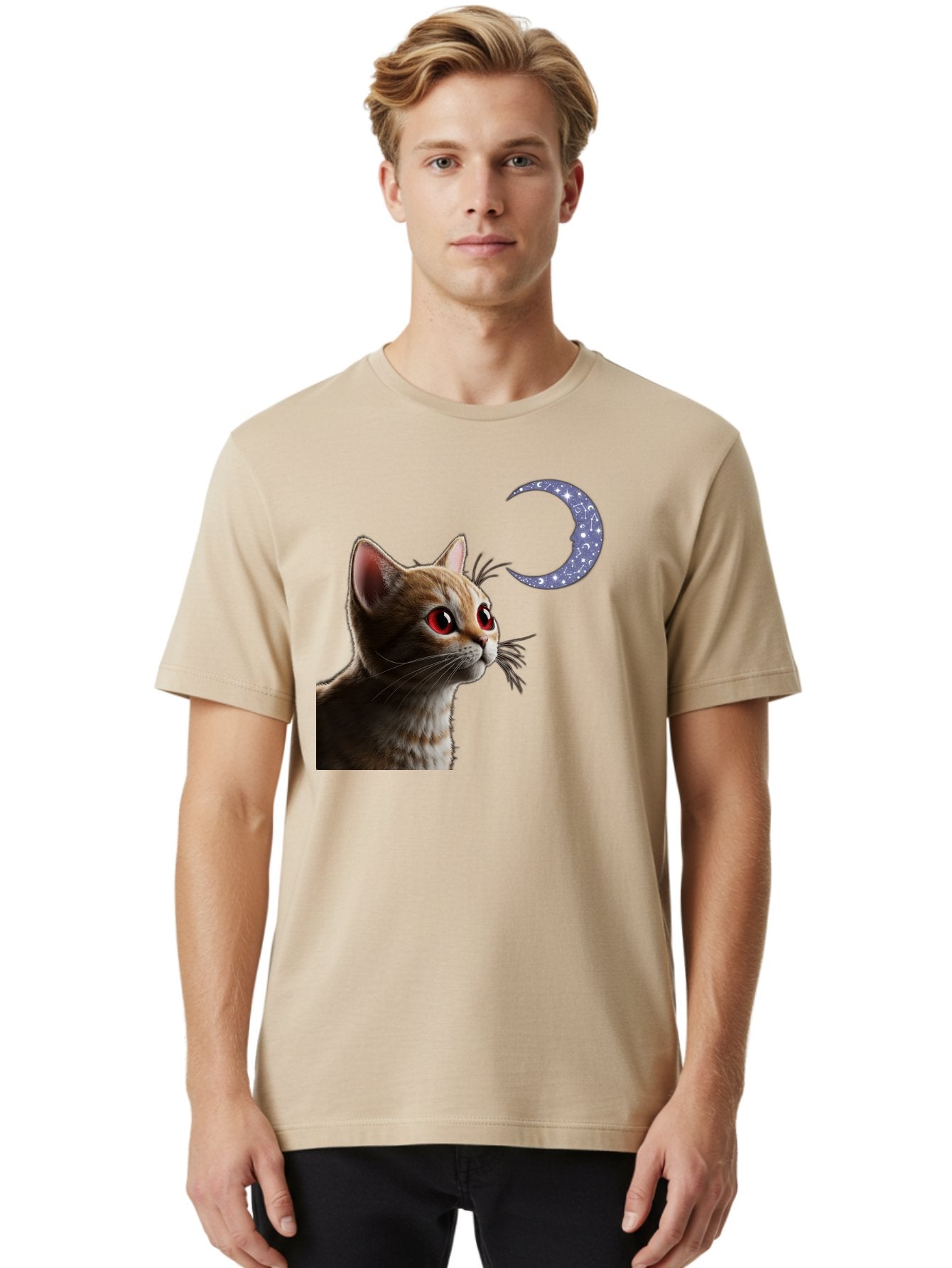 Cat-And-Crescent-Moon-2 Men'S Graphic Tee, 100% Cotton, Comfortable Casual Summer Wear, Machine Washable, Vintage Camera, Old Camera, Antique Camera, Black Camera, Classic Photography, Photography Equipment, Nostalgic Device, Film Camera, Bai620 19