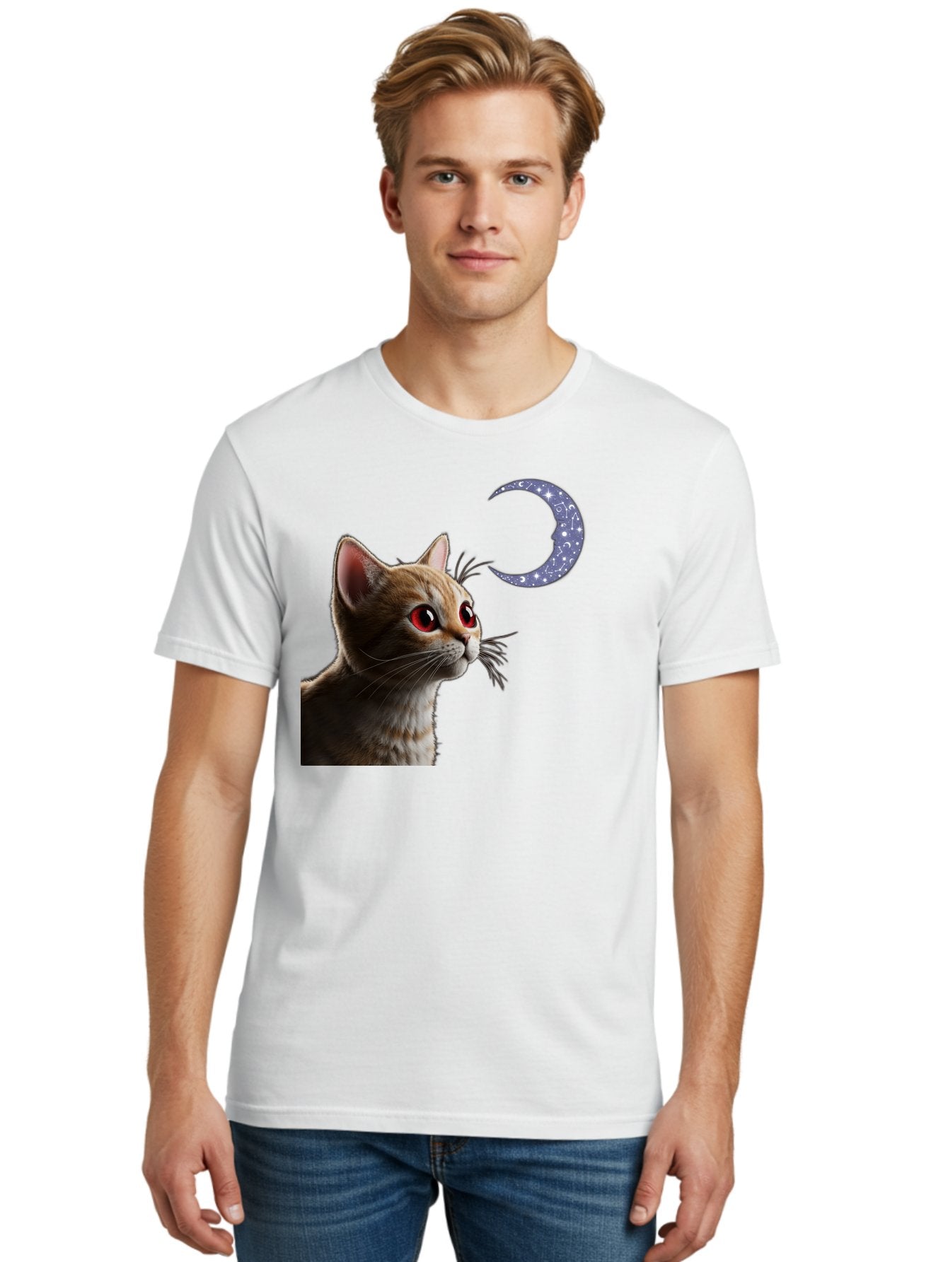 Cat-And-Crescent-Moon-2 Men'S Graphic Tee, 100% Cotton, Comfortable Casual Summer Wear, Machine Washable, Vintage Camera, Old Camera, Antique Camera, Black Camera, Classic Photography, Photography Equipment, Nostalgic Device, Film Camera, Bai620 16