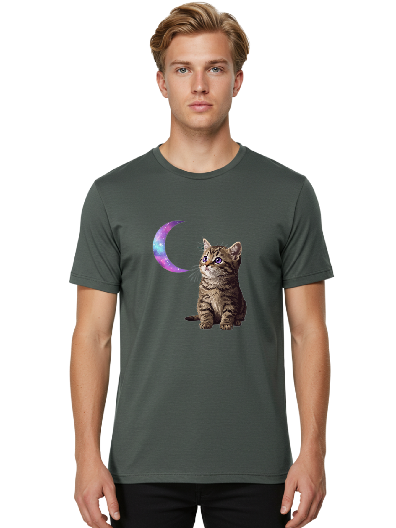Cat-And-Crescent-Moon-3 Men'S Graphic Tee, 100% Cotton, Comfortable Casual Summer Wear, Machine Washable, Vintage Camera, Old Camera, Antique Camera, Black Camera, Classic Photography, Photography Equipment, Nostalgic Device, Film Camera, Bai621 23