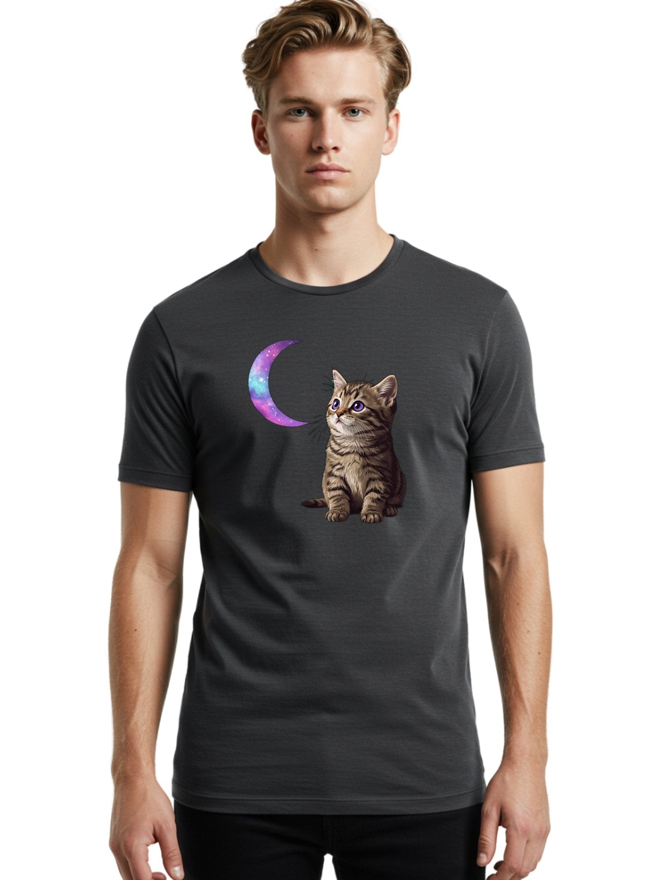 Cat-And-Crescent-Moon-3 Men'S Graphic Tee, 100% Cotton, Comfortable Casual Summer Wear, Machine Washable, Vintage Camera, Old Camera, Antique Camera, Black Camera, Classic Photography, Photography Equipment, Nostalgic Device, Film Camera, Bai621 17