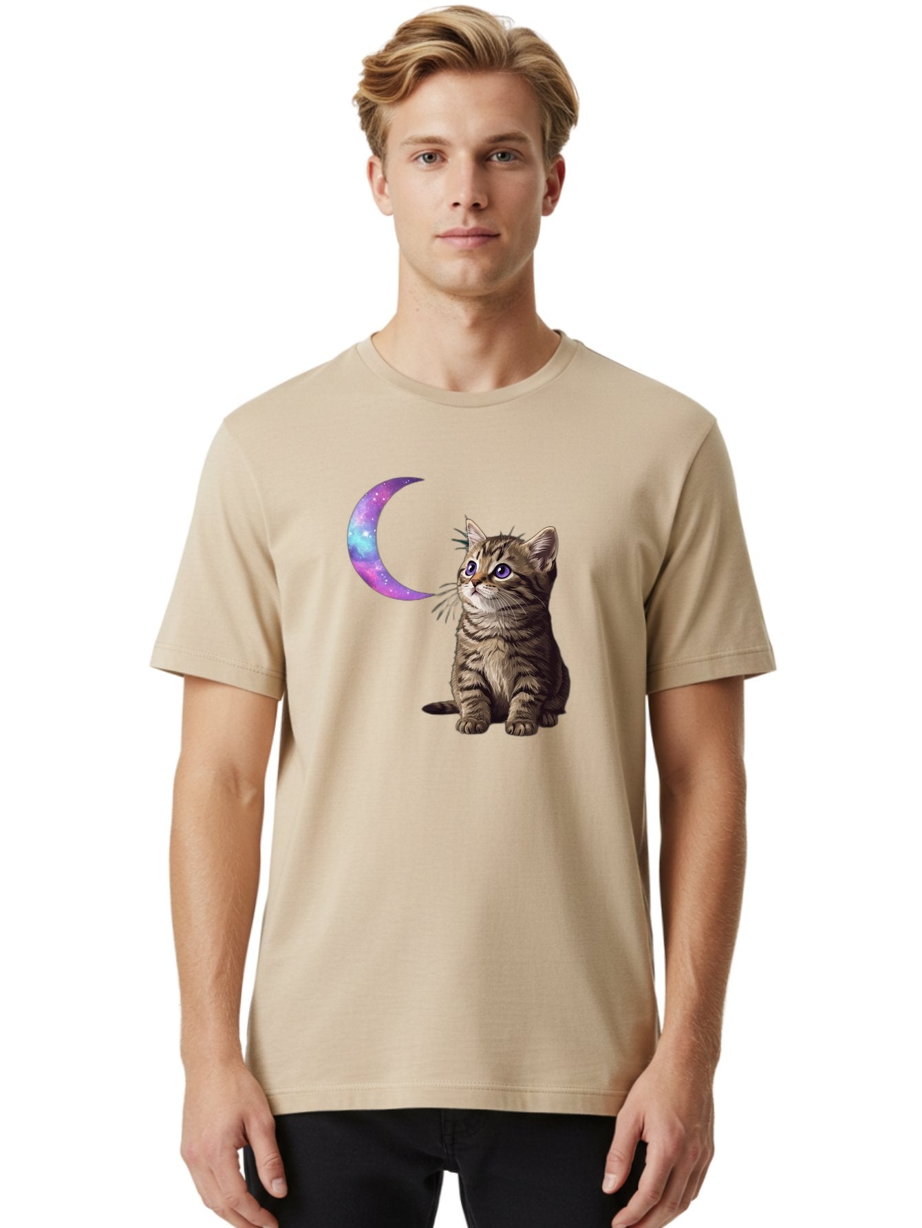 Cat-And-Crescent-Moon-3 Men'S Graphic Tee, 100% Cotton, Comfortable Casual Summer Wear, Machine Washable, Vintage Camera, Old Camera, Antique Camera, Black Camera, Classic Photography, Photography Equipment, Nostalgic Device, Film Camera, Bai621 25