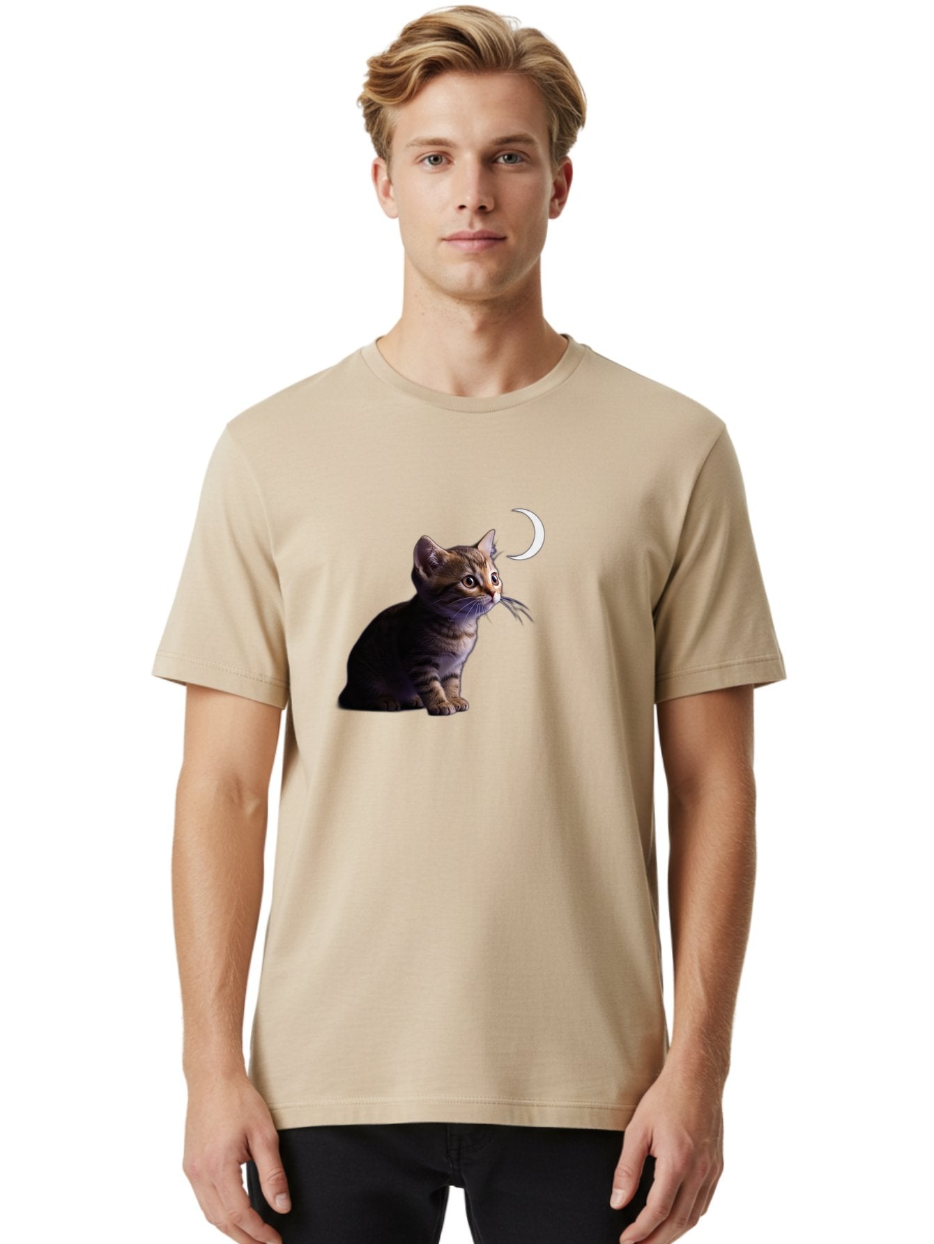 Cat-And-Crescent-Moon Men'S Graphic Tee, 100% Cotton, Comfortable Casual Summer Wear, Machine Washable, Vintage Camera, Old Camera, Antique Camera, Black Camera, Classic Photography, Photography Equipment, Nostalgic Device, Film Camera, Bai622 22