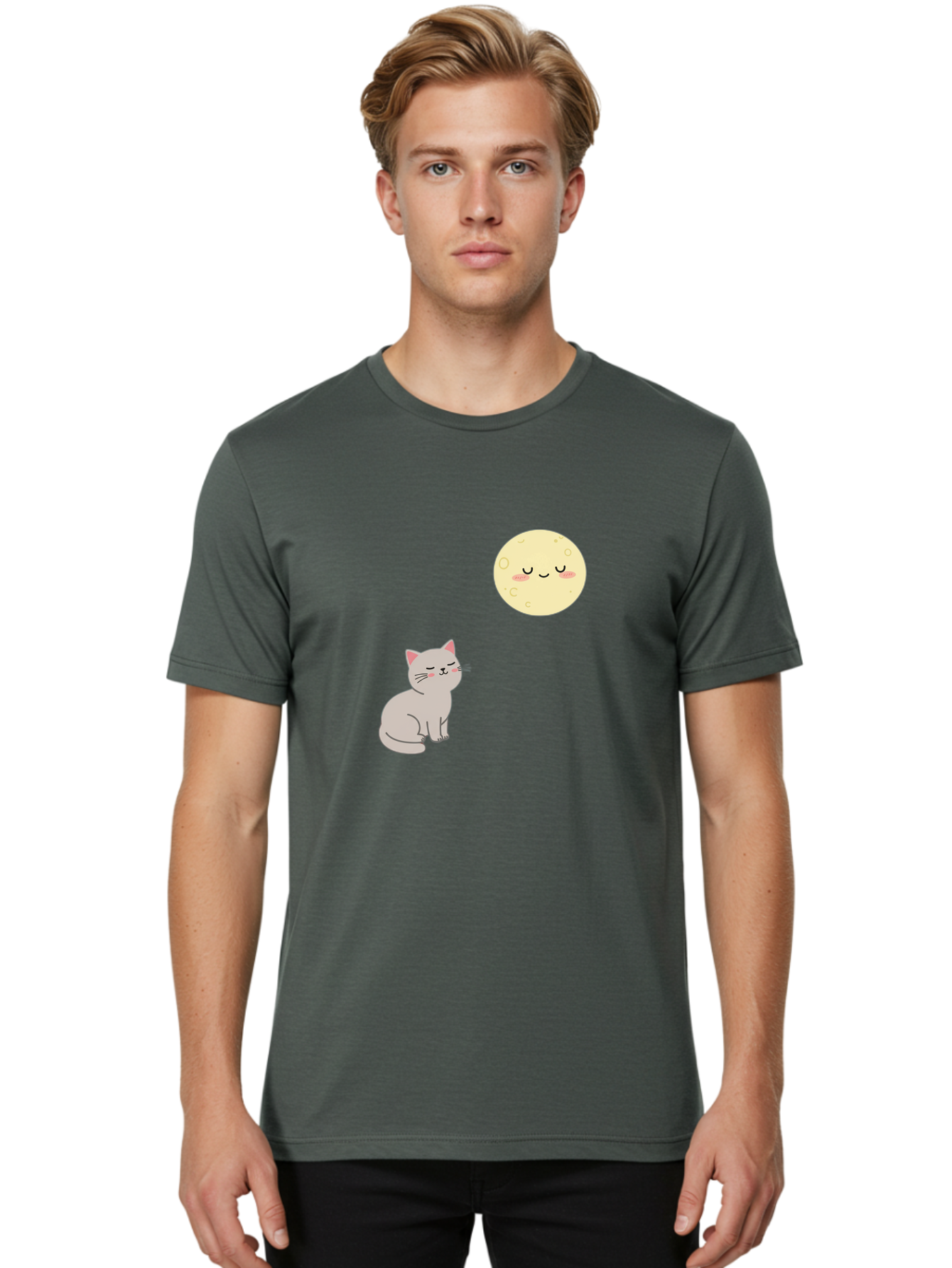 Cat-And-Moon-1 Men'S Graphic Tee, 100% Cotton, Comfortable Casual Summer Wear, Machine Washable, Vintage Camera, Old Camera, Antique Camera, Black Camera, Classic Photography, Photography Equipment, Nostalgic Device, Film Camera, Camera Art Bai623 29