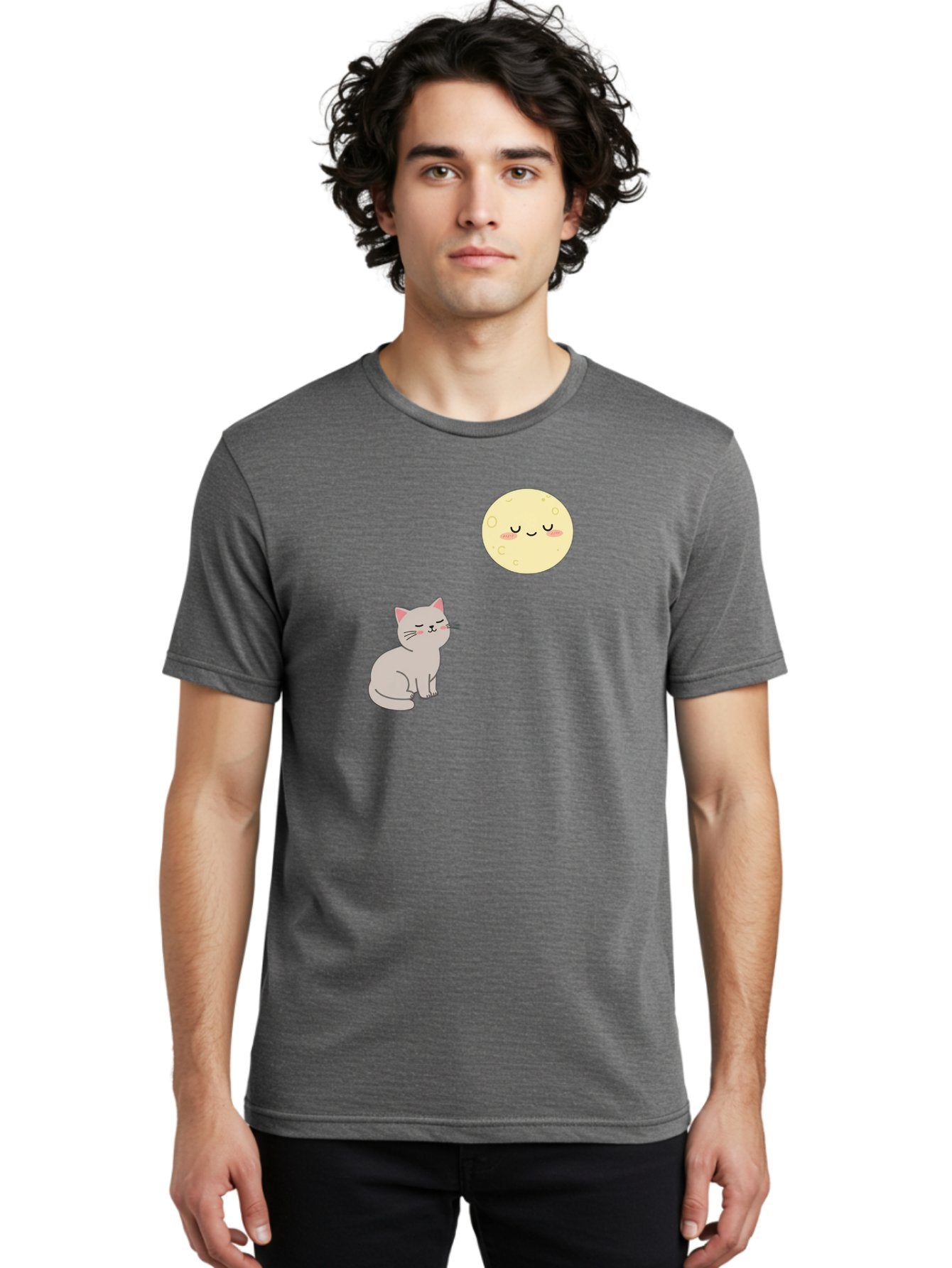 Cat-And-Moon-1 Men'S Graphic Tee, 100% Cotton, Comfortable Casual Summer Wear, Machine Washable, Vintage Camera, Old Camera, Antique Camera, Black Camera, Classic Photography, Photography Equipment, Nostalgic Device, Film Camera, Camera Art Bai623 16